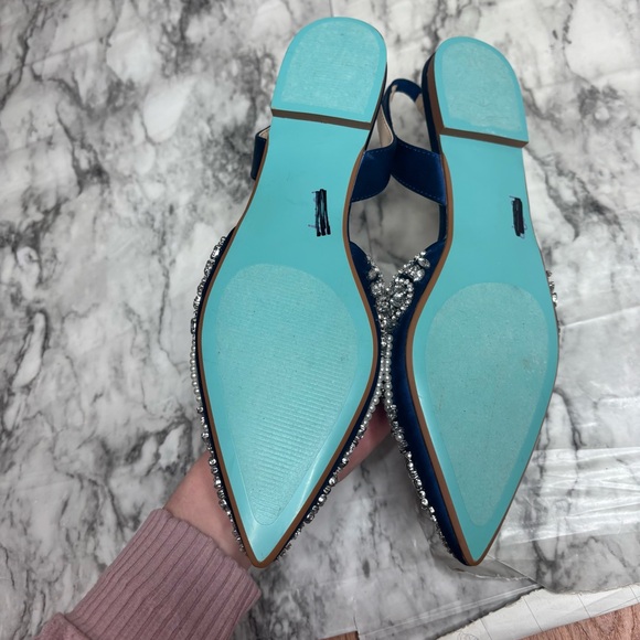 Betsey Johnson Slingback Flats with Crystal Embellishments blue size 8.5 - Picture 3 of 5